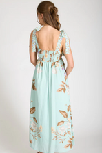 Load image into Gallery viewer, Dusty Mint Floral Midi Dress with Tie Strap Detail
