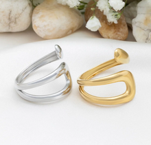 Load image into Gallery viewer, Twisted Spiral Ring - Stainless Steel + 18K PVD Coated - Adjustable One Size
