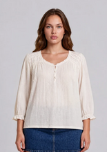 Load image into Gallery viewer, Crochet Front 3/4 Sleeve Top in Ivory
