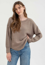 Load image into Gallery viewer, Drop Shoulder Ribbed Sweater Top in Light Mocha

