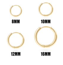 Load image into Gallery viewer, Classic Huggie Hoop Earring - Gold + Silver - Various Sizes
