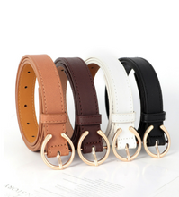 Load image into Gallery viewer, Vegan Leather Gold Open Circle Clasp Belt  - Various
