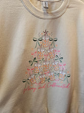 Load image into Gallery viewer, Merry + Caffeinated Iced Coffee Christmas Crewneck Sweater in Sweet Cream - Unisex Fit
