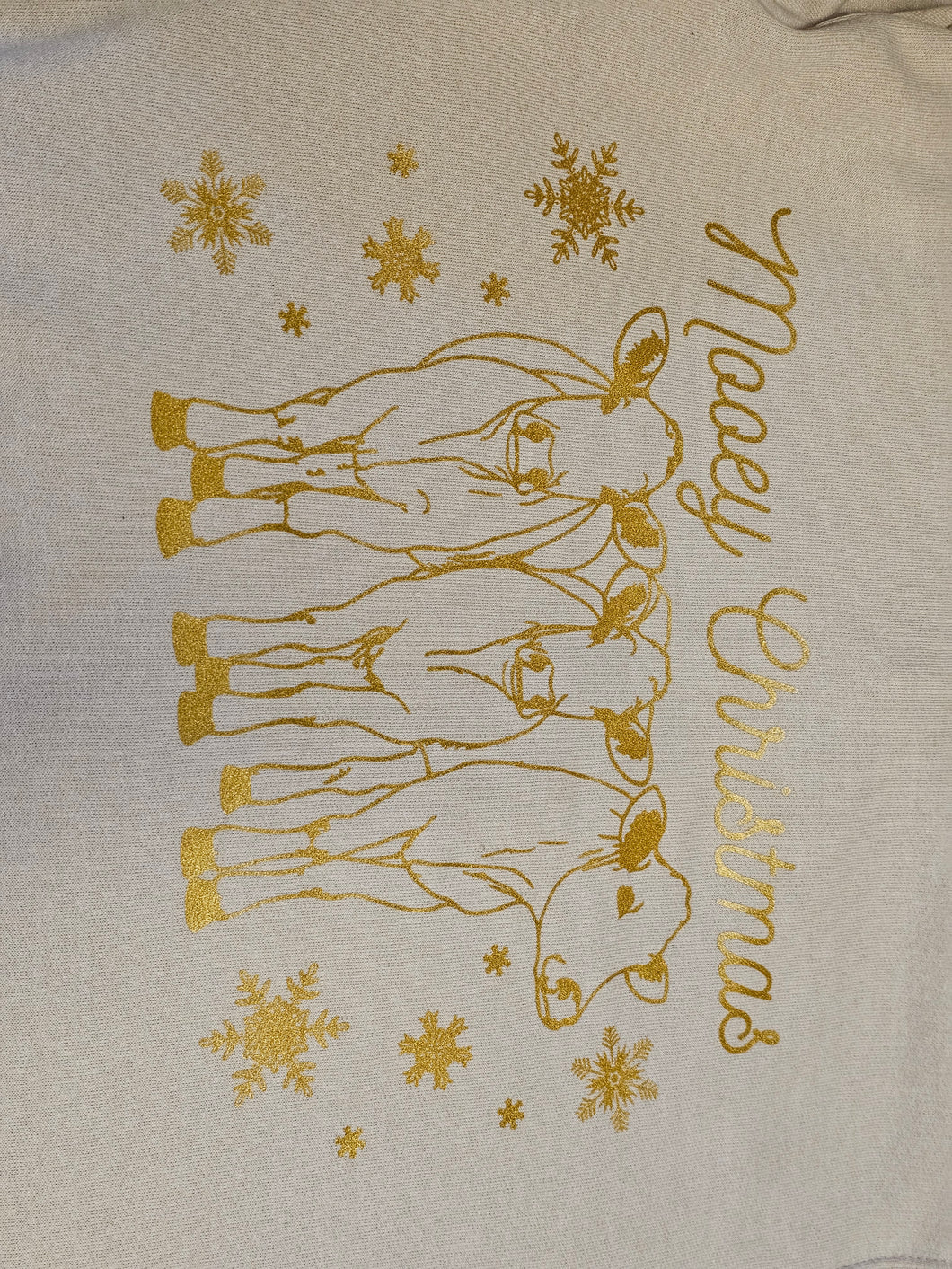 Mooey Christmas Crewneck Sweater in Sand - Unisex