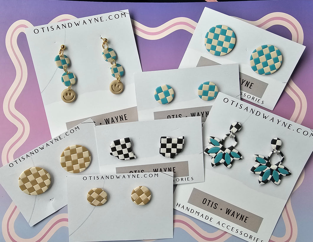 Good Vibes Checkered Collection - Dangles + Studs