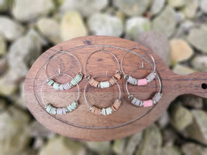 Hypoallergenic Clay Beaded Wire Hoop Earrings - 18K Gold PVD Stainless Steel - Various