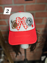 Load image into Gallery viewer, Spirit Wear Hat with Patches - Pre-Made - Various - Trucker - Traditional - Ponytail
