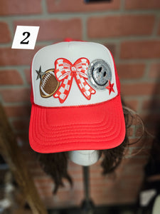 Spirit Wear Hat with Patches - Pre-Made - Various - Trucker - Traditional - Ponytail