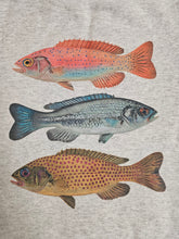 Load image into Gallery viewer, Vibrant Fishing Trio Crewneck Sweater in Ash Gray - Unisex
