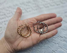 Load image into Gallery viewer, Classic Twist Hoop - 18K Gold PVD Stainless Steel - Gold + Silver - 30mm
