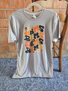 Groovy Floral Rams Unisex Tee in Light Heather Gray