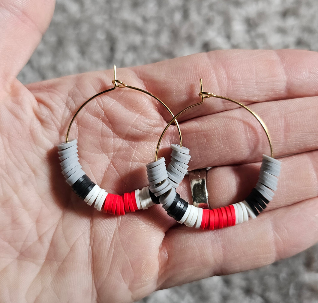 Hypoallergenic Clay Beaded Wire Hoop Earrings - 18K Gold PVD Stainless Steel - Various