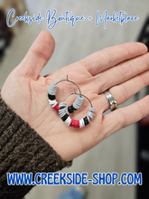 Load image into Gallery viewer, Hypoallergenic Clay Beaded 25mm Wire Hoop Earrings - 18K Gold PVD Stainless Steel - Various
