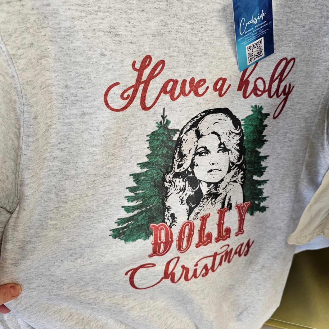 Have A Holly Dolly Christmas Crewneck Sweater in Ash Gray - Unisex