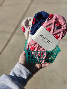 Textured Strawberry Crew Length Socks - Various