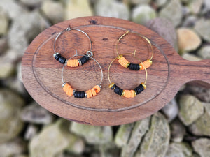 Hypoallergenic Clay Beaded Wire Hoop Earrings - 18K Gold PVD Stainless Steel - Various