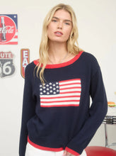 Load image into Gallery viewer, Classic Americana Flag Sweater in Red, Ivory, + Blue
