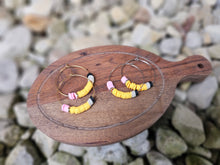 Load image into Gallery viewer, Hypoallergenic Clay Beaded Wire Hoop Earrings - 18K Gold PVD Stainless Steel - Various
