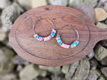 Load image into Gallery viewer, Hypoallergenic Clay Beaded Wire Hoop Earrings - 18K Gold PVD Stainless Steel - Various
