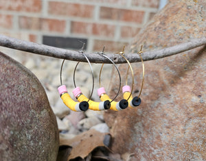 Hypoallergenic Clay Beaded Wire Hoop Earrings - 18K Gold PVD Stainless Steel - Various