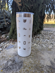 Ohio 22 oz Skinny Tumbler - 360* Laser Engraved