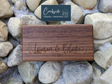 Load image into Gallery viewer, Custom Engraved Walnut Double Ring Box
