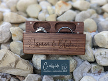 Load image into Gallery viewer, Custom Engraved Walnut Double Ring Box
